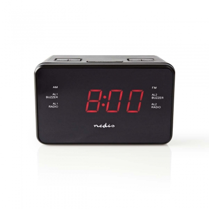 Digitale Wekkerradio | LED-Scherm | 1x 3,5 mm Audio-Input | Tijdprojectie | AM / FM | Snoozefunctie | Slaaptimer | Aantal alarmen: 2 | Zwart