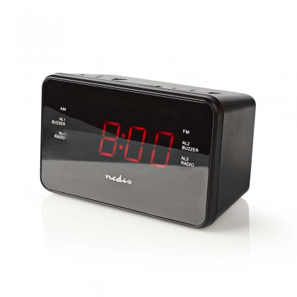 Digitale Wekkerradio | LED-Scherm | 1x 3,5 mm Audio-Input | Tijdprojectie | AM / FM | Snoozefunctie | Slaaptimer | Aantal alarmen: 2 | Zwart