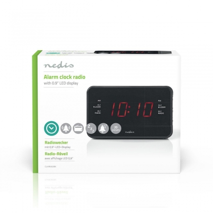 Digitale Wekkerradio | LED-Scherm | 1x 3,5 mm Audio-Input | Tijdprojectie | AM / FM | Snoozefunctie | Slaaptimer | Aantal alarmen: 2 | Zwart