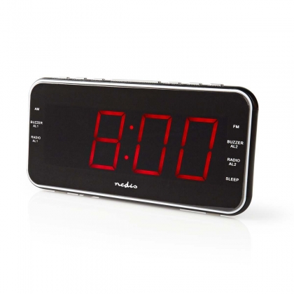 Digitale Wekkerradio | LED-Scherm | 1x 3,5 mm Audio-Input | Tijdprojectie | AM / FM | Snoozefunctie | Slaaptimer | Aantal alarmen: 2 | Zwart