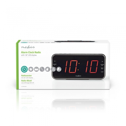 Digitale Wekkerradio | LED-Scherm | 1x 3,5 mm Audio-Input | Tijdprojectie | AM / FM | Snoozefunctie | Slaaptimer | Aantal alarmen: 2 | Zwart