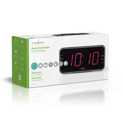 Digitale Wekkerradio | LED-Scherm | 1x 3,5 mm Audio-Input | Tijdprojectie | AM / FM | Snoozefunctie | Slaaptimer | Aantal alarmen: 2 | Zwart