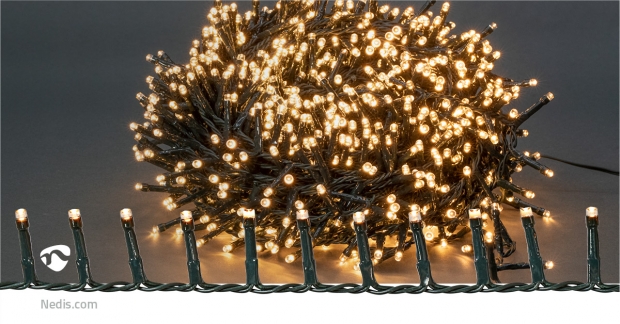 Kerstverlichting | Compacte cluster | 1200 LED's | Warm Wit | 24.00 m | Licht effecten: 7 | Binnen & Buiten | Netvoeding