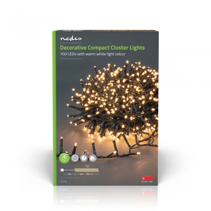 Kerstverlichting | Compacte cluster | 700 LED's | Warm Wit | 14.00 m | Licht effecten: 7 | Binnen & Buiten | Netvoeding