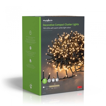 Kerstverlichting | Compacte cluster | 700 LED's | Warm Wit | 14.00 m | Licht effecten: 7 | Binnen & Buiten | Netvoeding