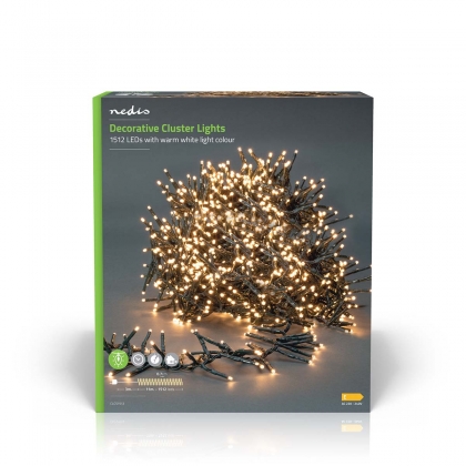 Kerstverlichting | Cluster | 1512 LED's | Warm Wit | 11.00 m | Licht effecten: 7 | Binnen & Buiten | Netvoeding