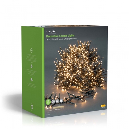 Kerstverlichting | Cluster | 1512 LED's | Warm Wit | 11.00 m | Licht effecten: 7 | Binnen & Buiten | Netvoeding