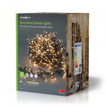 Kerstverlichting | Cluster | 576 LED's | Warm Wit | 4.20 m | Licht effecten: 7 | Binnen & Buiten | Netvoeding