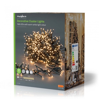 Kerstverlichting | Cluster | 768 LED's | Warm Wit | 5.60 m | Licht effecten: 7 | Binnen & Buiten | Netvoeding