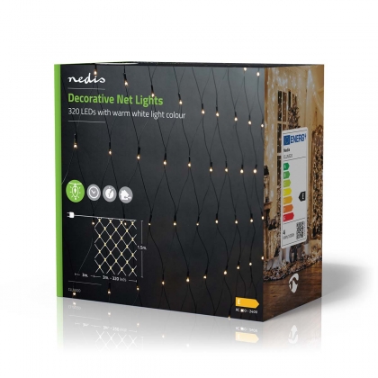 Decoratieve Net Verlichting | Warm Wit | 320 LED's | 3 x 1.5 m | Licht effecten: 7 | Binnen & Buiten | Netvoeding