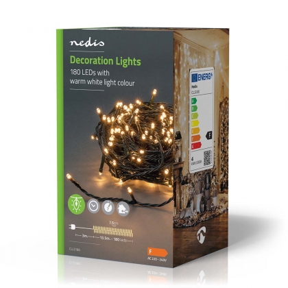 Kerstverlichting | Koord | 180 LED's | Warm Wit | 13.50 m | Licht effecten: 7 | Binnen & Buiten | Netvoeding