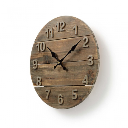 Wandklok | Diameter: 300 mm | Hout | Beige / Bruin