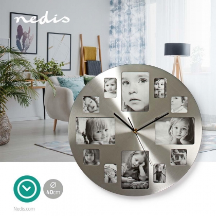 Wandklok | Diameter: 400 mm | Metaal | Zilver