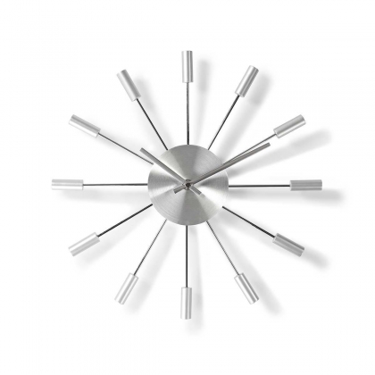 Wandklok | Diameter: 340 mm | Metaal | Zilver