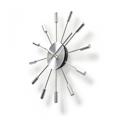 Wandklok | Diameter: 340 mm | Metaal | Zilver