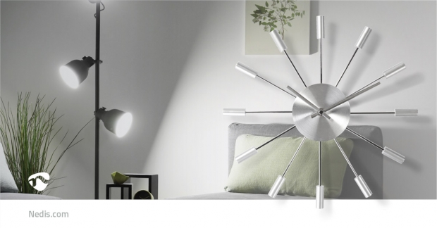 Wandklok | Diameter: 340 mm | Metaal | Zilver