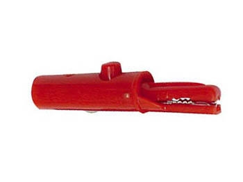 GEÏSOLEERDE KROKODILLENKLEMMEN 53mm MET ONPLOOIBARE HULS - ROOD