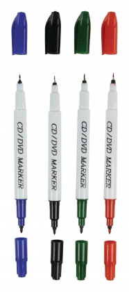 CD / DVD Marker Set Rood/Blauw/Groen/Zwart