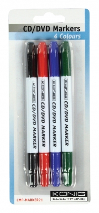 CD / DVD Marker Set Rood/Blauw/Groen/Zwart