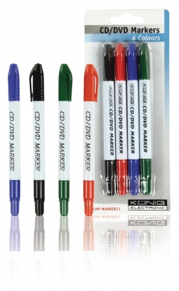 CD / DVD Marker Set Rood/Blauw/Groen/Zwart