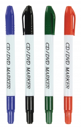 CD / DVD Marker Set Rood/Blauw/Groen/Zwart