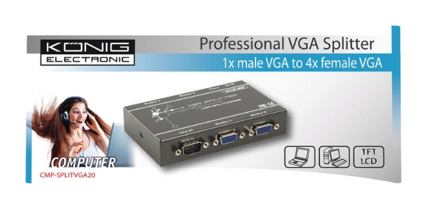 4-Poorts VGA-Splitter Grijs