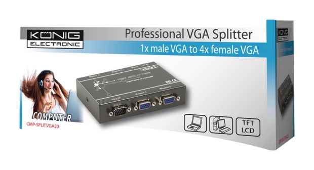 4-Poorts VGA-Splitter Grijs