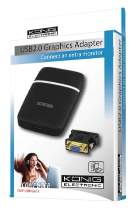 Omvormer USB A Male - DVI-D 24+1-Pins Female / D-SUB 15-Pins Female Zwart