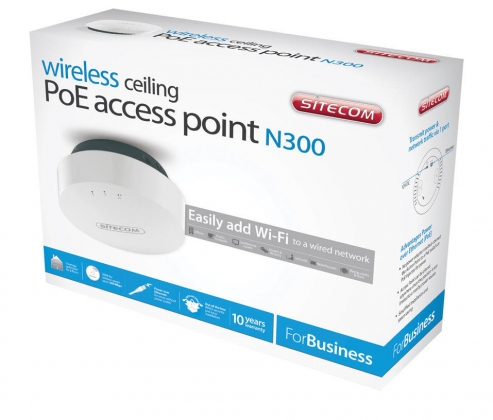 Wireless ceiling PoE access point N300 