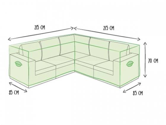 Buitenhoes voor L-vormige loungeset - 215 cm