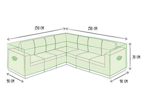 Buitenhoes voor L-vormige loungeset - 250 cm