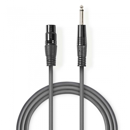 Ongebalanceerde Audiokabel | XLR 3-Pins Female | 6,35 mm Male | Vernikkeld | 10.0 m | Rond | PVC | Donkergrijs | Gift Box