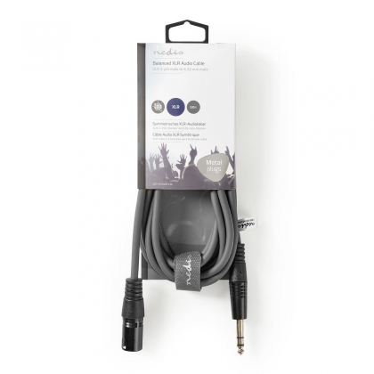 Gebalanceerde Audiokabel | XLR 3-Pins Male | 6,35 mm Male | Vernikkeld | 3.00 m | Rond | PVC | Donkergrijs | Kartonnen Sleeve