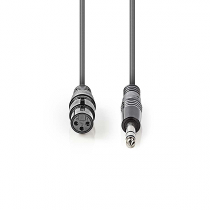 Gebalanceerde Audiokabel | XLR 3-Pins Female | 6,35 mm Male | Vernikkeld | 1.50 m | Rond | PVC | Donkergrijs | Kartonnen Sleeve