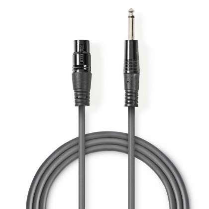 Ongebalanceerde Audiokabel | XLR 3-Pins Female | 6,35 mm Male | Vernikkeld | 3.00 m | Rond | PVC | Donkergrijs | Kartonnen Sleeve
