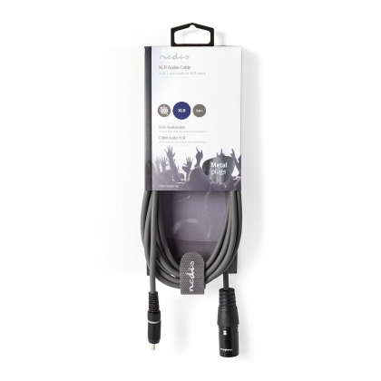 Ongebalanceerde Audiokabel | XLR 3-Pins Male | RCA Male | Vernikkeld | 3.00 m | Rond | PVC | Donkergrijs | Kartonnen Sleeve