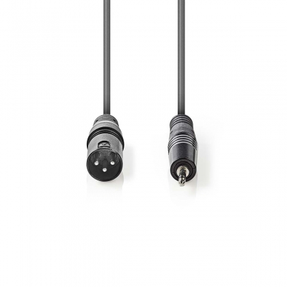 Gebalanceerde Audiokabel | XLR 3-Pins Male | 3,5 mm Male | Vernikkeld | 1.50 m | Rond | PVC | Donkergrijs | Kartonnen Sleeve