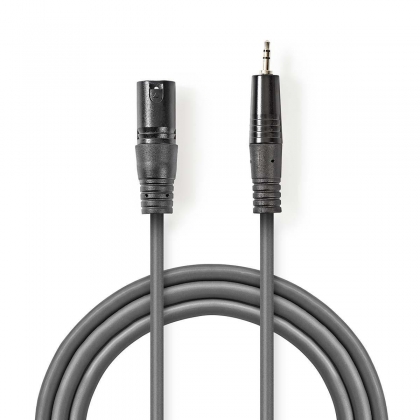 Gebalanceerde Audiokabel | XLR 3-Pins Male | 3,5 mm Male | Vernikkeld | 3.00 m | Rond | PVC | Donkergrijs | Kartonnen Sleeve