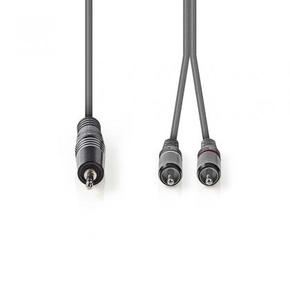 Stereo-Audiokabel | 3,5 mm Male | 2x RCA Male | Vernikkeld | 1.50 m | Rond | Donkergrijs | Kartonnen Sleeve