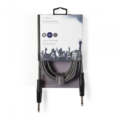 Mono-Audiokabel | 6,35 mm Male | 6,35 mm Male | Vernikkeld | 5.00 m | Rond | PVC