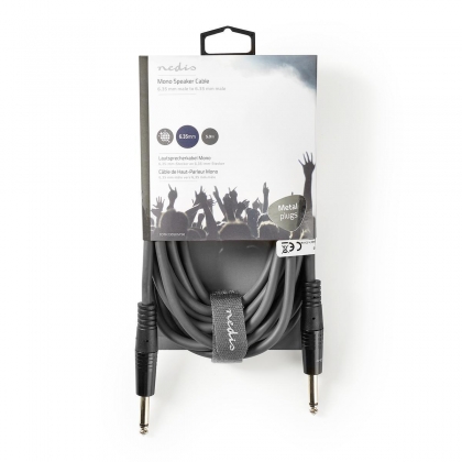 Mono-Audiokabel | 6,35 mm Male | 6,35 mm Male | Vernikkeld | 5.00 m | Rond | PVC
