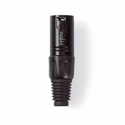 XLR-Connector | Recht | Male | Vernikkeld | Solderen | Diameter kabelinvoer: 5.0 mm | Metaal | Zwart | 1 Stuks | Polybag