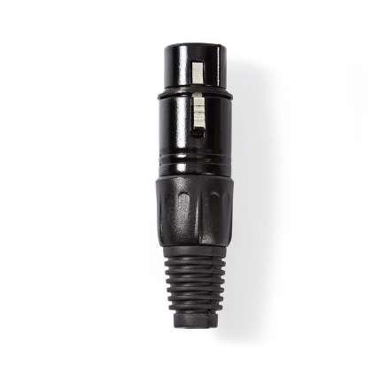 XLR-Connector | Recht | Female | Vernikkeld | Solderen | Diameter kabelinvoer: 5.0 mm | Metaal | Zwart | 1 Stuks | Polybag