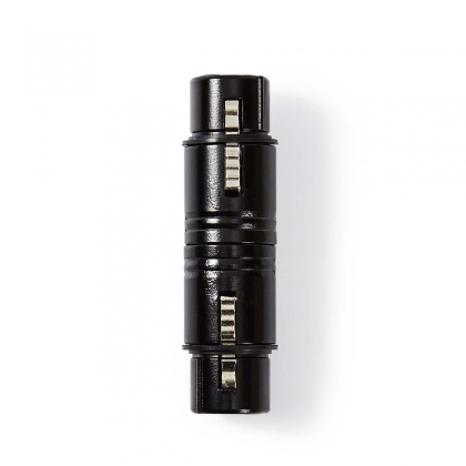 XLR-Adapter | XLR 3-Pins Female | XLR 3-Pins Female | Vernikkeld | Recht | Metaal | Zwart | 1 Stuks | Polybag