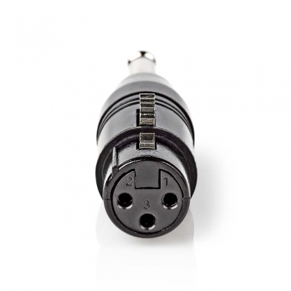 XLR-Adapter | XLR 3-Pins Female | 6,35 mm Male | Vernikkeld | Recht | Metaal | Zwart | 1 Stuks | Polybag