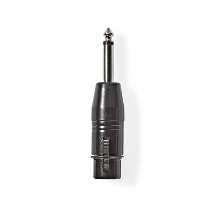 XLR-Adapter | XLR 3-Pins Female | 6,35 mm Male | Vernikkeld | Recht | Metaal | Zwart | 1 Stuks | Polybag