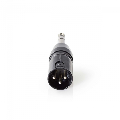 XLR-Adapter | XLR 3-Pins Male | 6,35 mm Male | Vernikkeld | Recht | Metaal | Zwart | 1 Stuks | Polybag