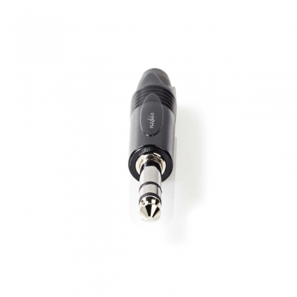 6,35 mm Audioconnector | Recht | Male | Vernikkeld | Soldeer | Diameter kabelinvoer: 6.0 mm | Aluminium | Zwart | Polybag | 1 Stuks