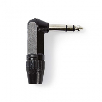 Jack Stereo plug | 6,35 mm male haaks | Zwart