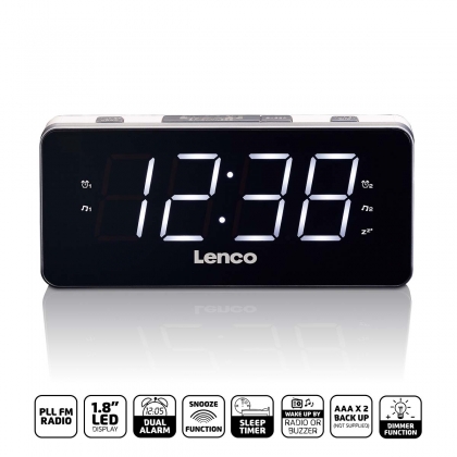 PLL FM wekkerradio groot en duidelijk 1.8" LED display Wit